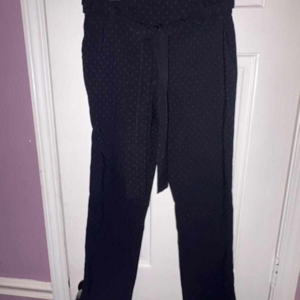 Jules & Leopold Black Patterned Trousers with Belt